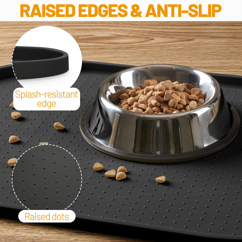 Hubulk tapis alimentation silicone noir 24x16, protège le sol des éclaboussures.