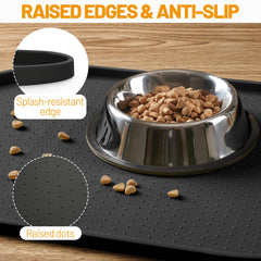 Hubulk tapis alimentation silicone noir 24x16, protège le sol des éclaboussures.
