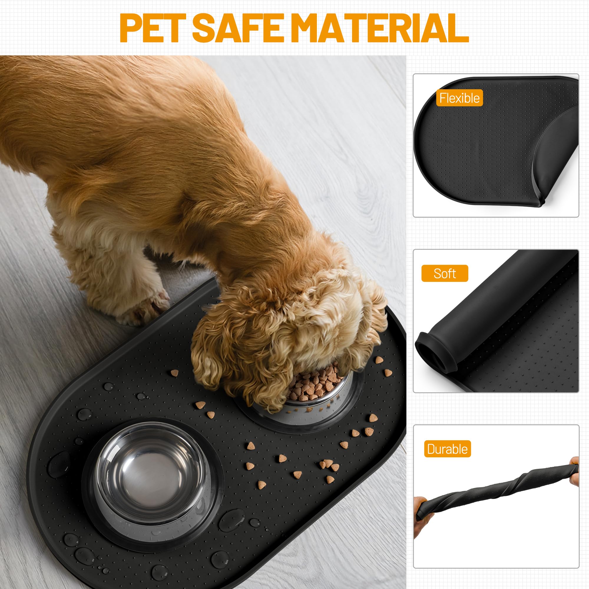 Hubulk : tapis adapté pour chats et chiens sous bols et fontaines.