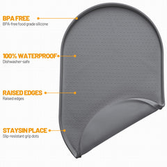 Hubulk tapis-anti-debordement gris, rebord élevé empêche les déversements.