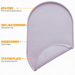 Hubulk tapis silicone anti-glisse avec bord relevé pour stabilité.