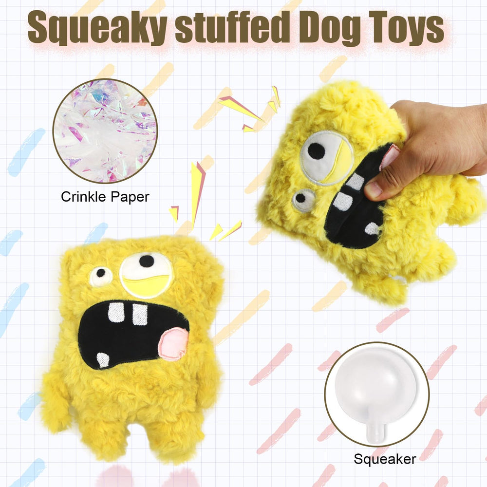 Doudou Hugeme pour chien, peluche douce jaune, parfait pour câlins.