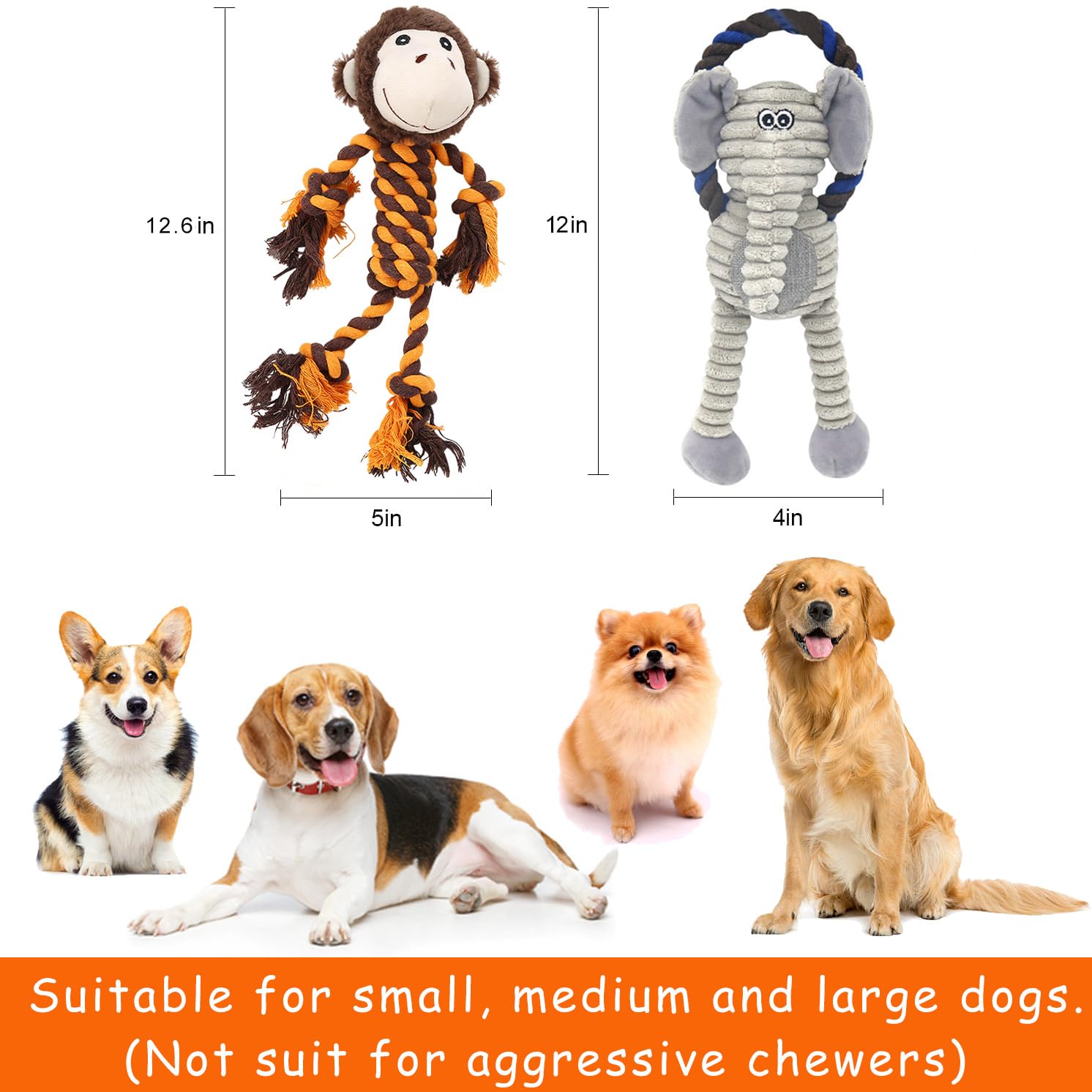 Ensemble Hugeme de jouets pour chien, robustes et amusants.