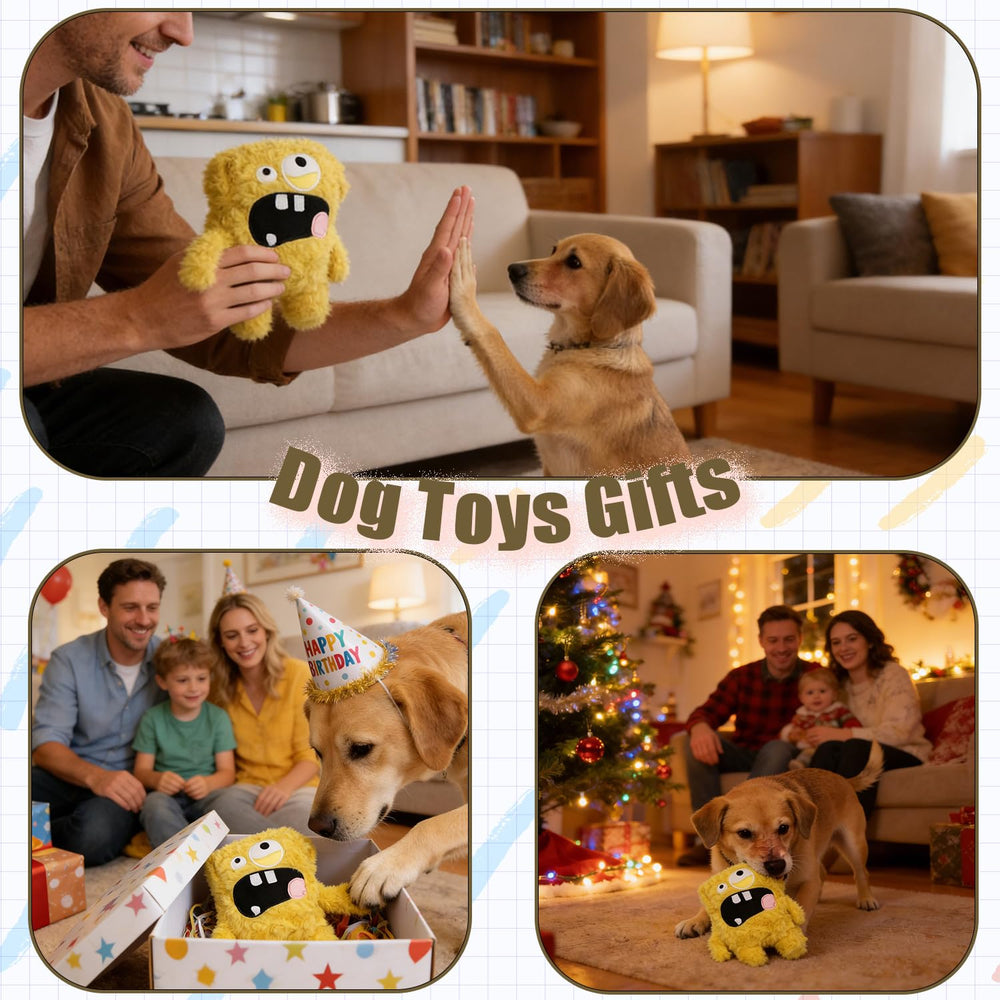 Peluche Hugeme durable avec broderie, conception robuste jaune.