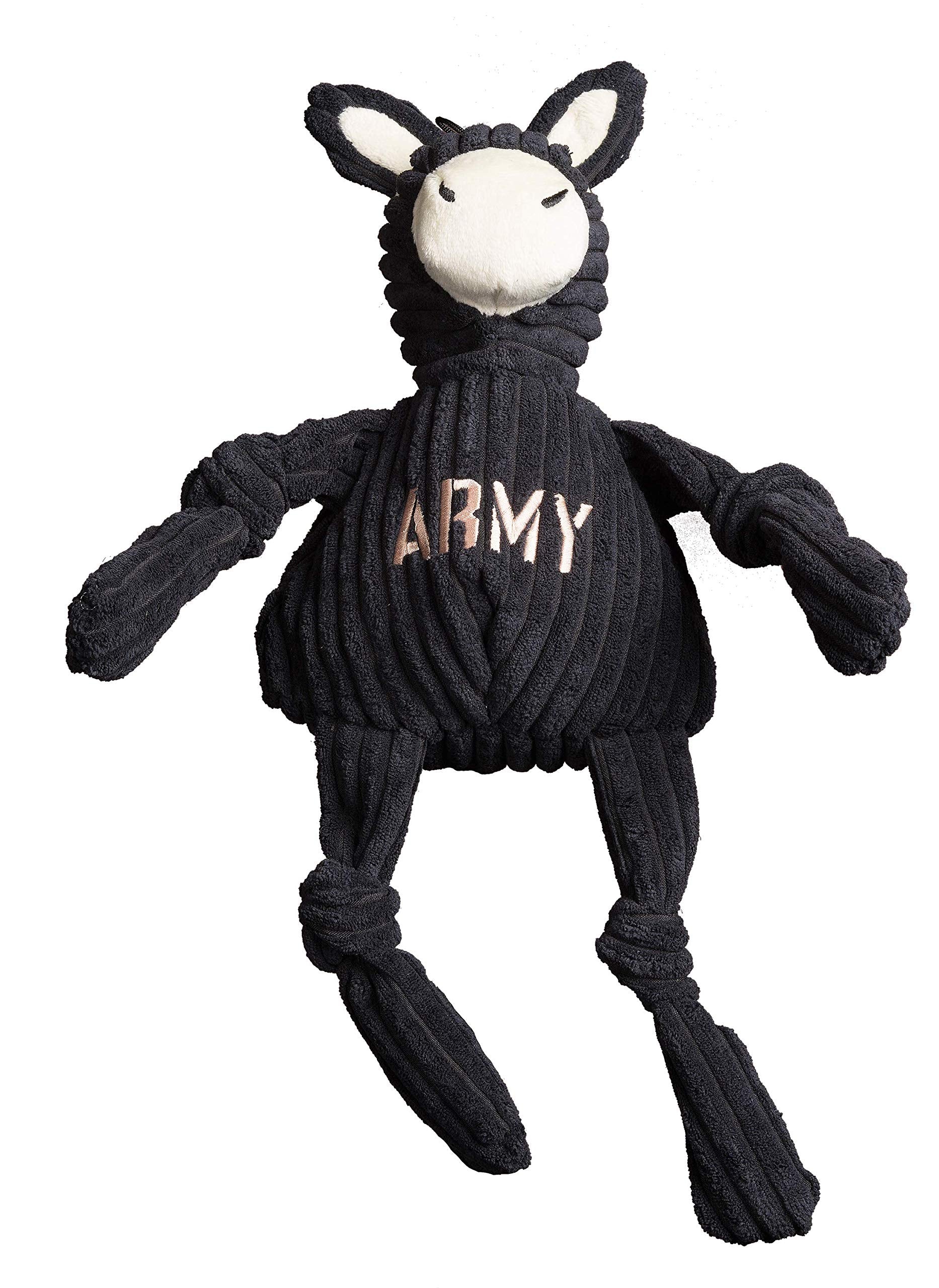 Jouet Knottie Army Mule de HuggleHounds, peluche résistante pour chiens de toutes tailles.