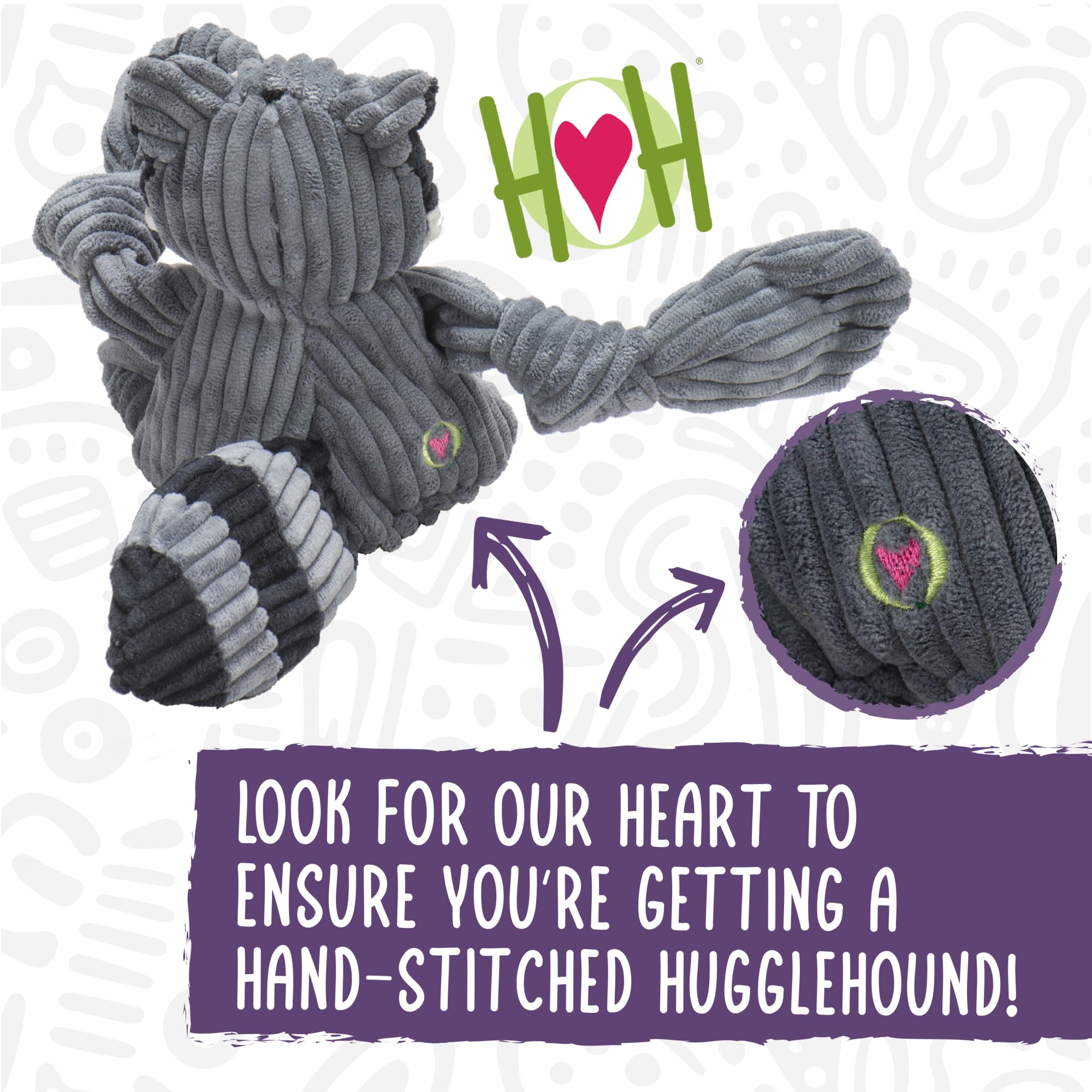 HuggleHounds Knottie peluche vache Angus dos, douceur durable pour jeu quotidien.