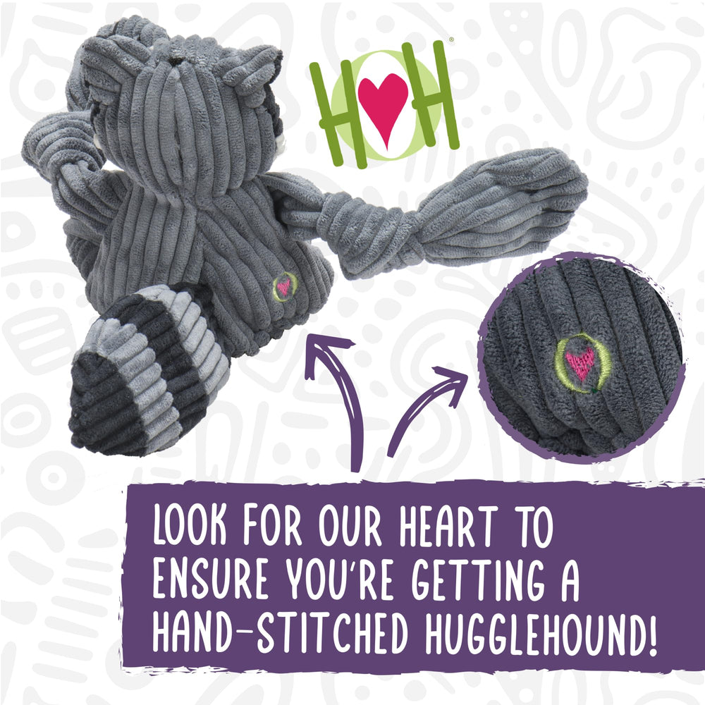 HuggleHounds Knottie peluche vache Angus dos, douceur durable pour jeu quotidien.