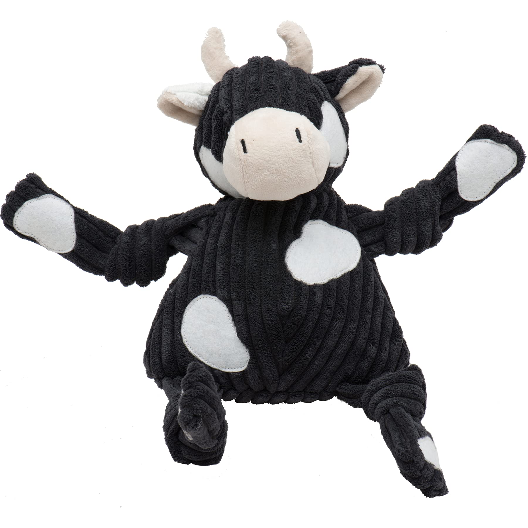 HuggleHounds Knottie peluche vache Angus grand, parfaite pour des câlins et jeux prolongés.