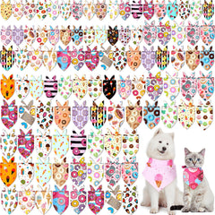 Bandana pour chien Huhumy, motif beignet estival, parfait pour sorties plage.