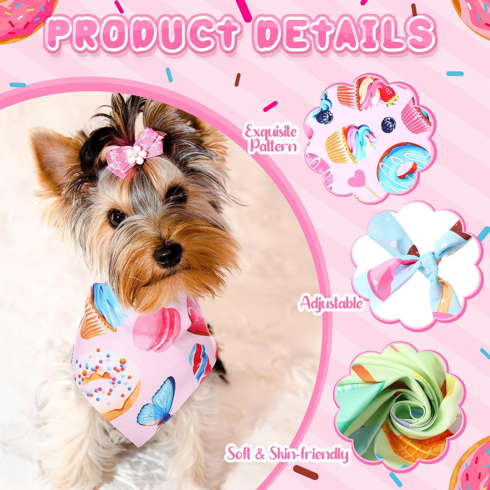 Bandana pour chien Huhumy, motif glace, pratique pour l'été et sorties.