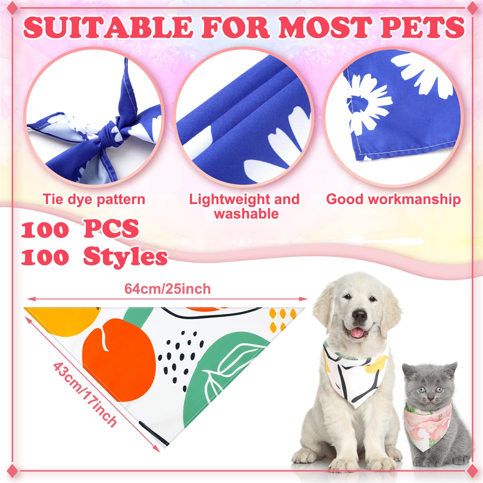 Bandanas triangle ajustable Huhumy pour chien, tissu polyester doux et léger.