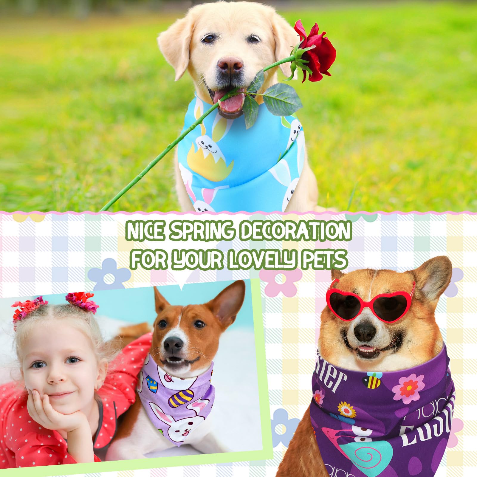 Huhumy patron œufs paques bandanas chien pour un look festif.