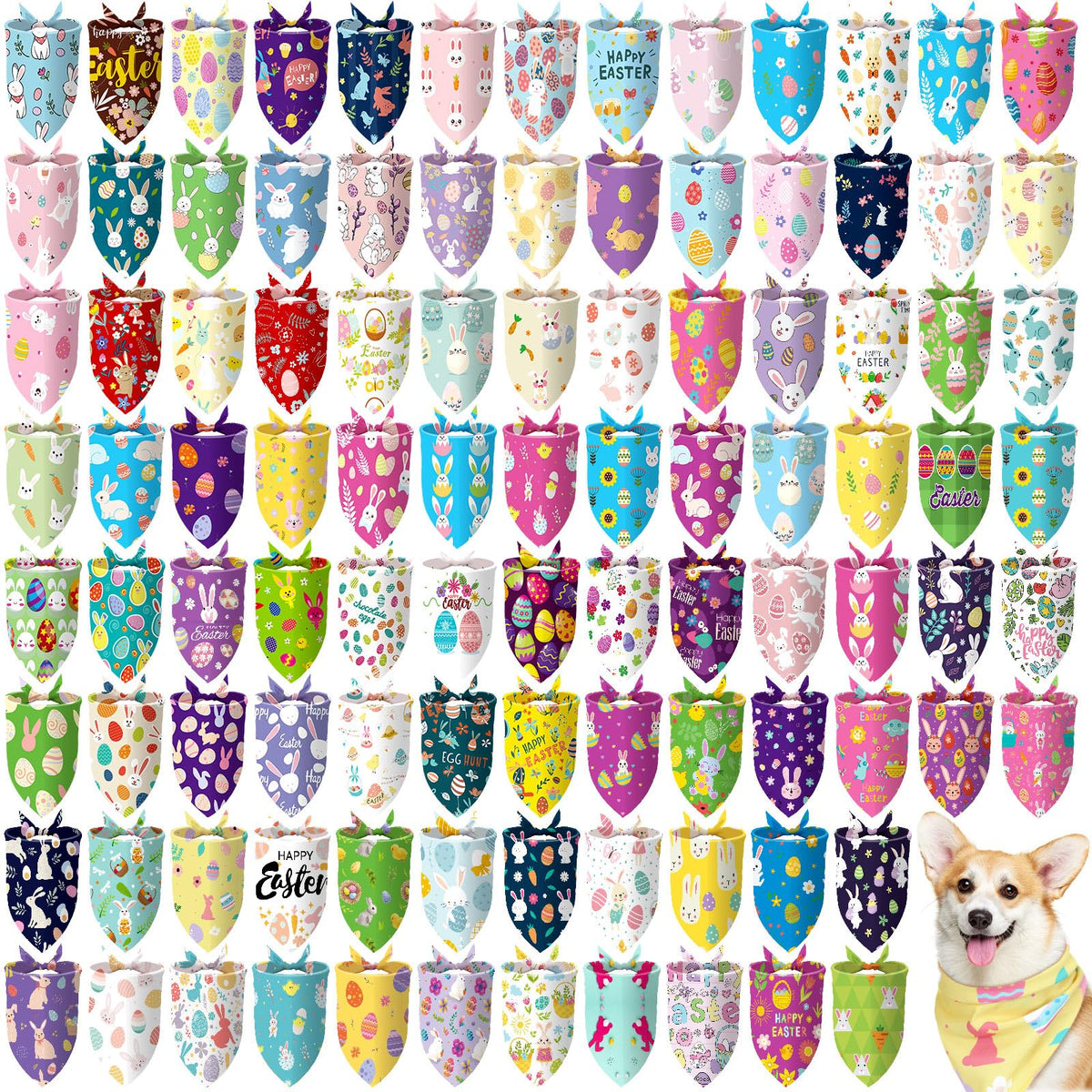 Huhumy ensemble bandanas chien paques 150 pièces pour varier les looks festifs.
