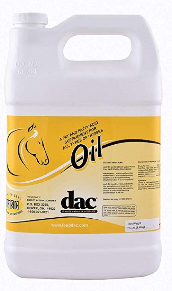 Huile DAC pour cheval – focus Poids et énergie, soutient le pelage et l'endurance