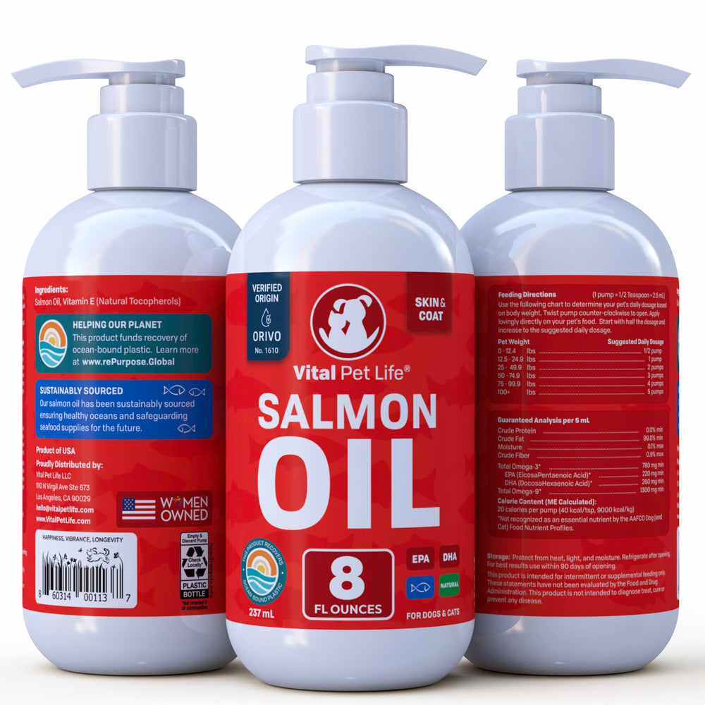 Vital Pet Life huile de saumon, facilité d administration quotidienne.