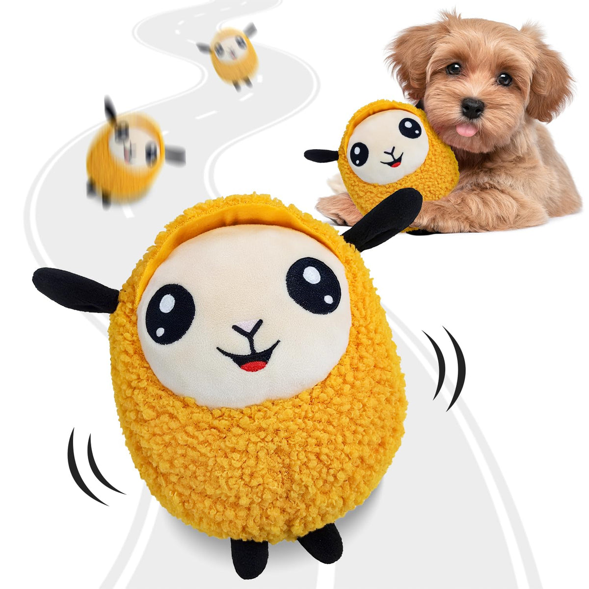 Huimpet balle peluche interactive pour chien, stimulation et divertissement.
