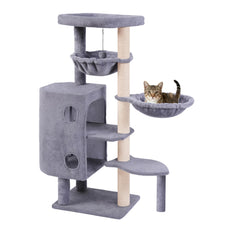 HUITREE Arbre chat 45in condo gris, espace cosy pour sieste et jeux.