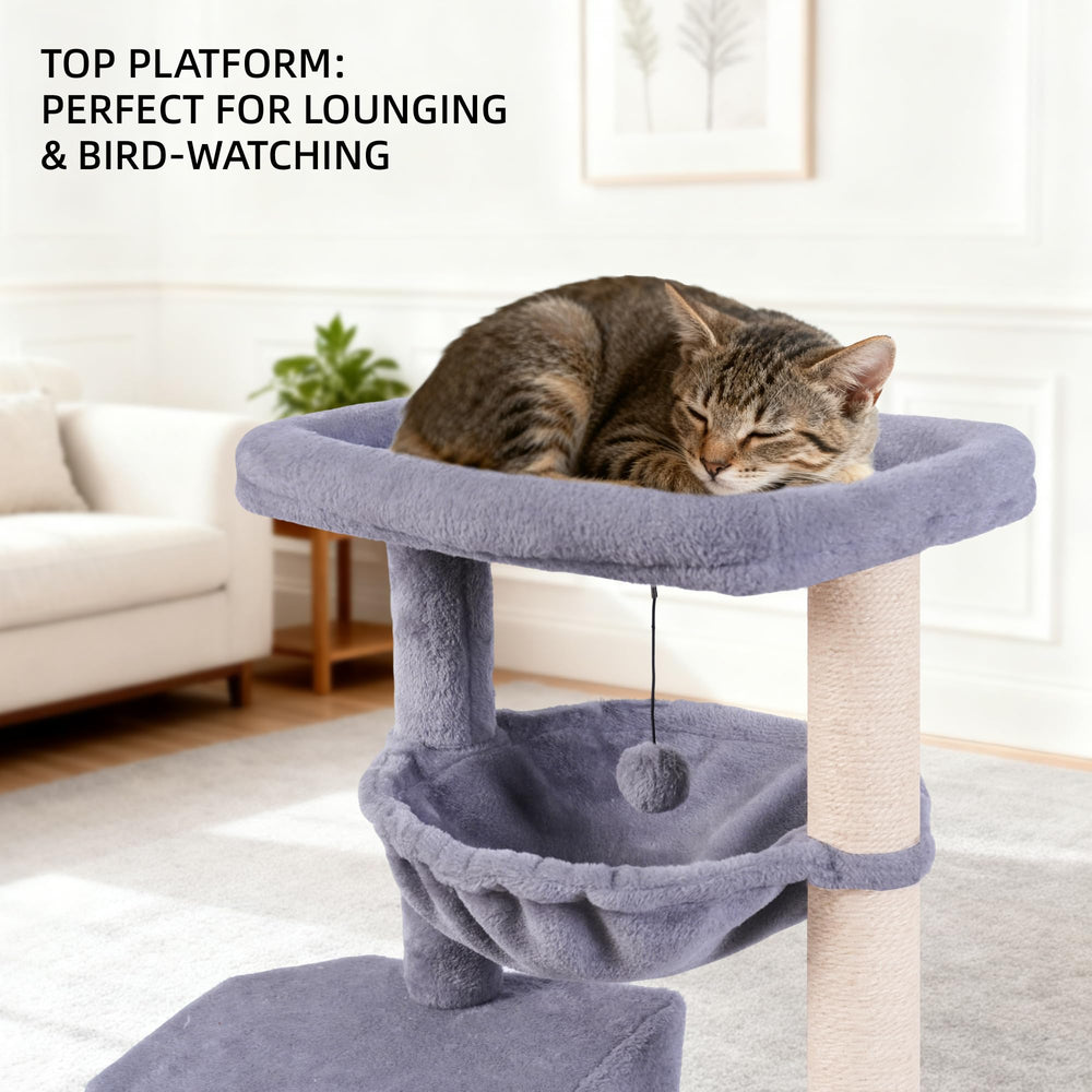 HUITREE Arbre chat nid douceur gris, refuge privé pour chats.
