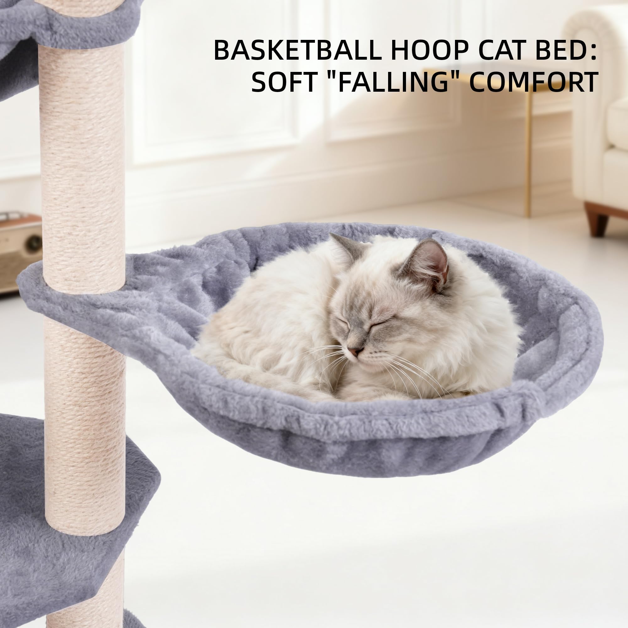HUITREE Arbre chat poteaux grattage jute gris, griffage naturel.