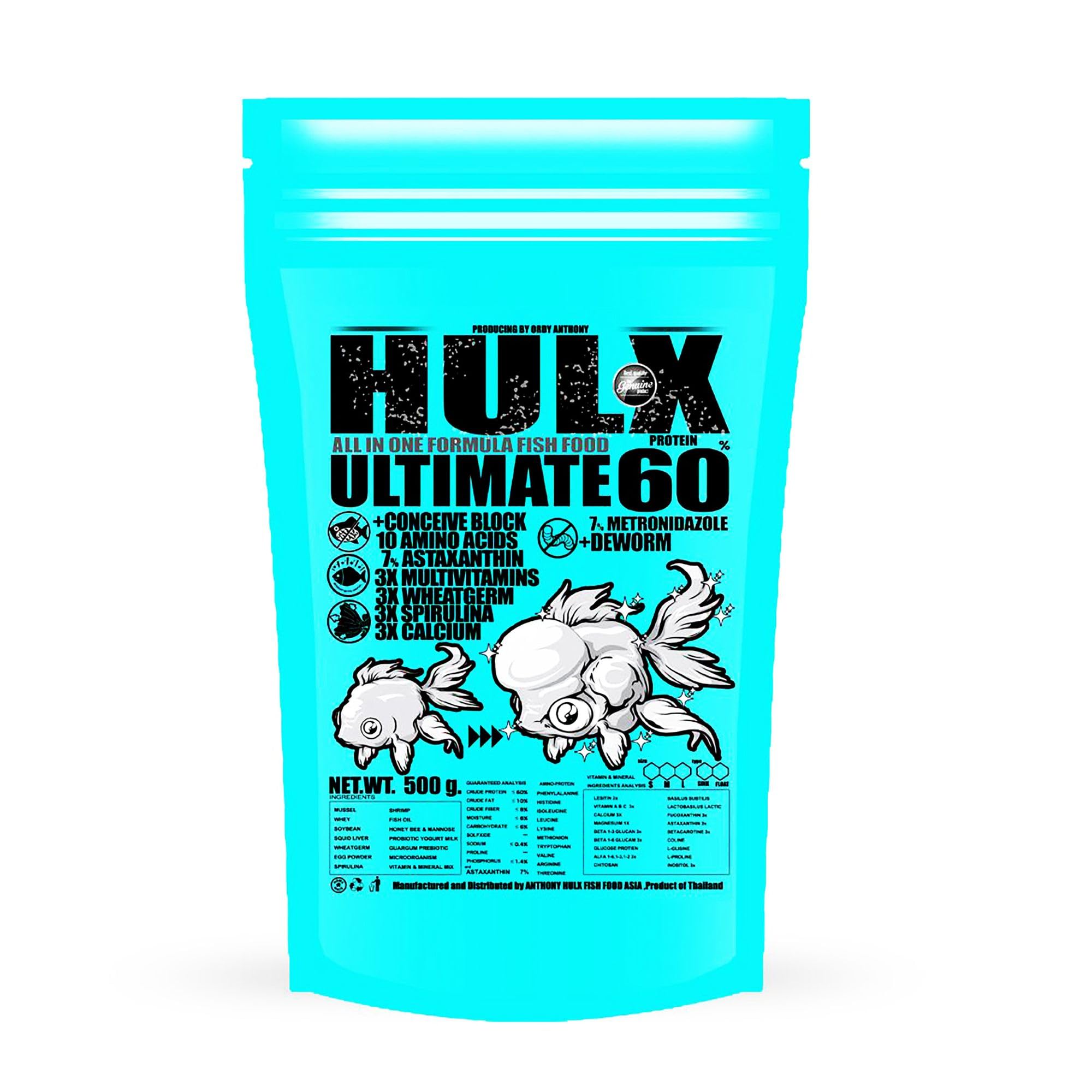 Nourriture Hulx pour poisson rouge, granules coulants 1mm, favorisant croissance et couleur.
