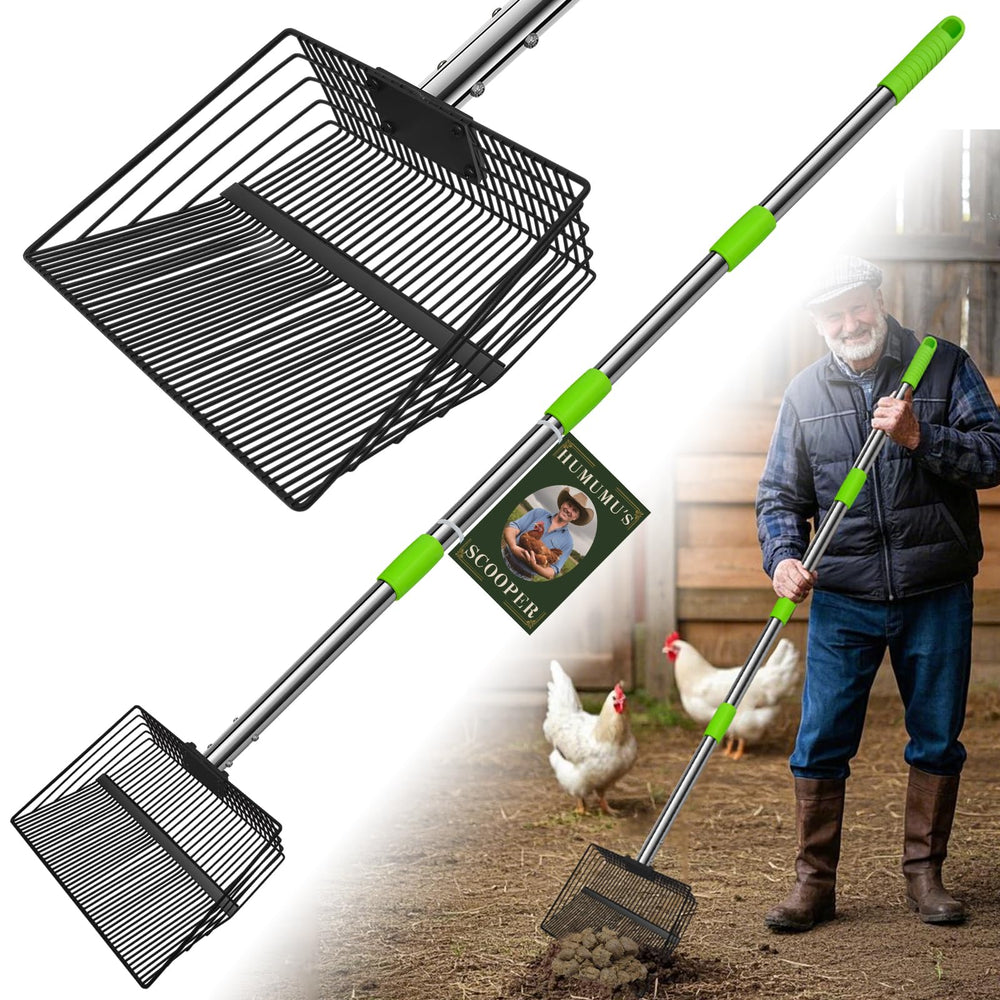 HUMUMU ramasseur de déchets pour poulets, longueur 66 pouces, nettoyage sans effort.