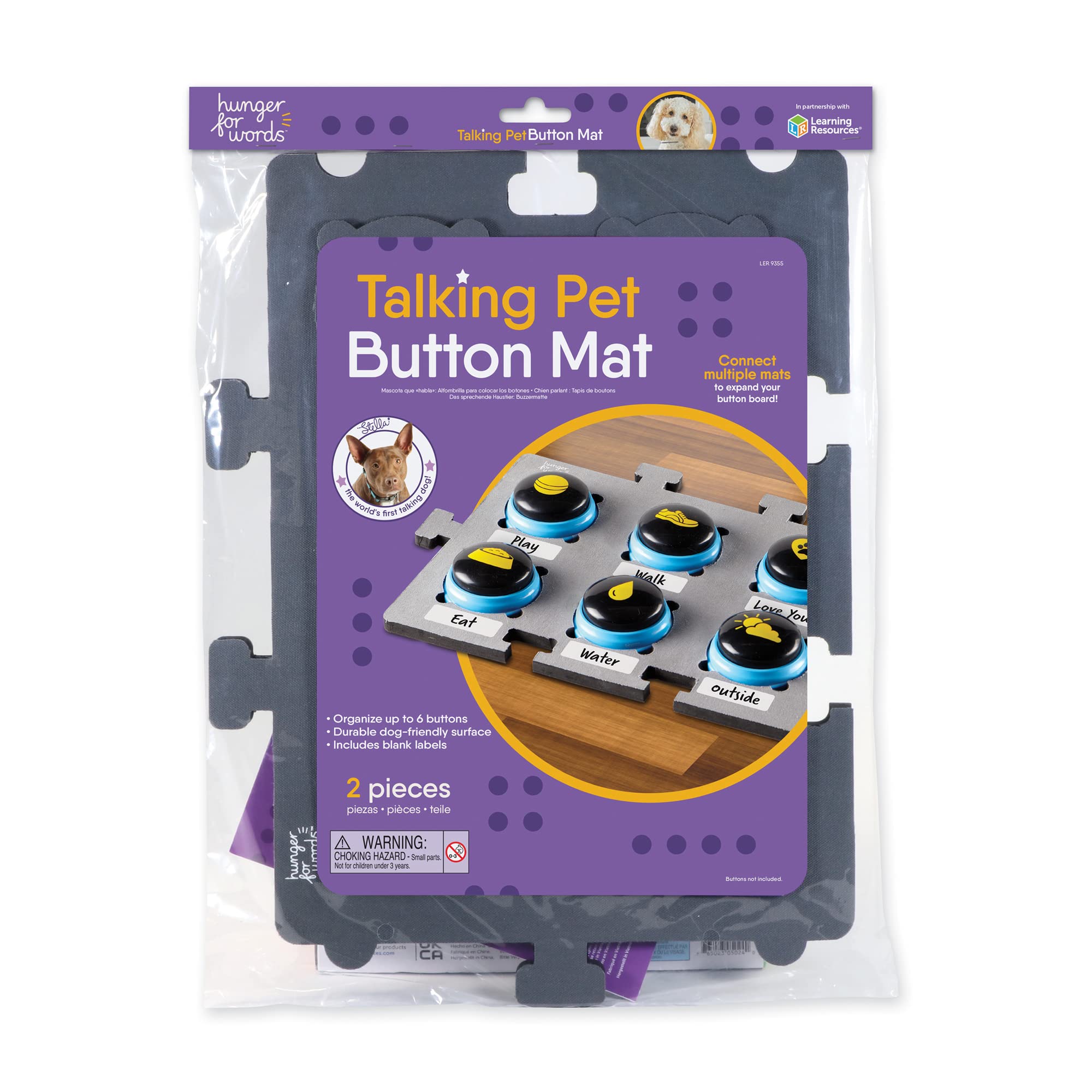Hunger For Words bouton-mat-6-boutons: organisez facilement les boutons de votre chien.