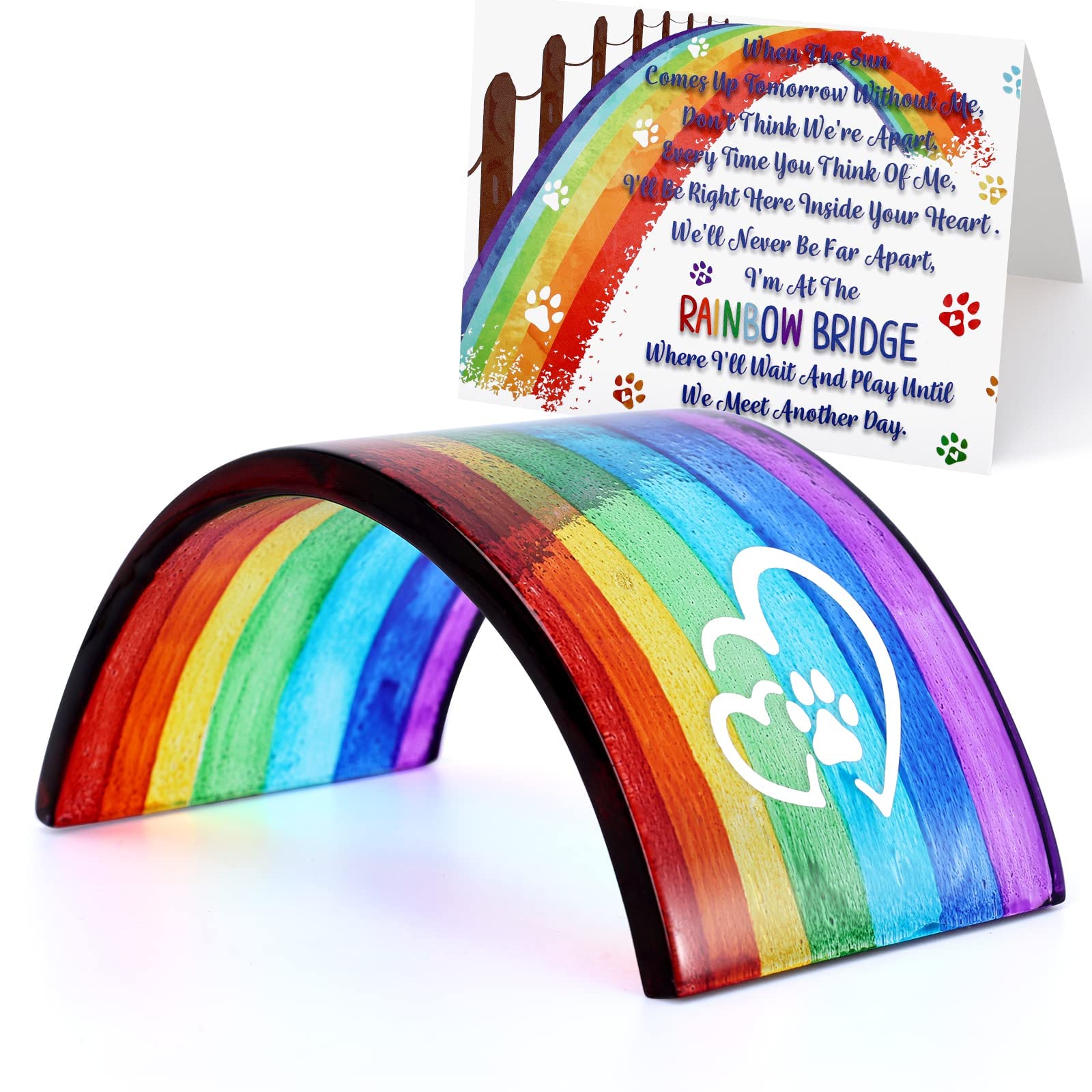 Pont Arc-en-Ciel Huray Rayho 3D en verre fumé reflétant des couleurs lumineuses sur une vitrine