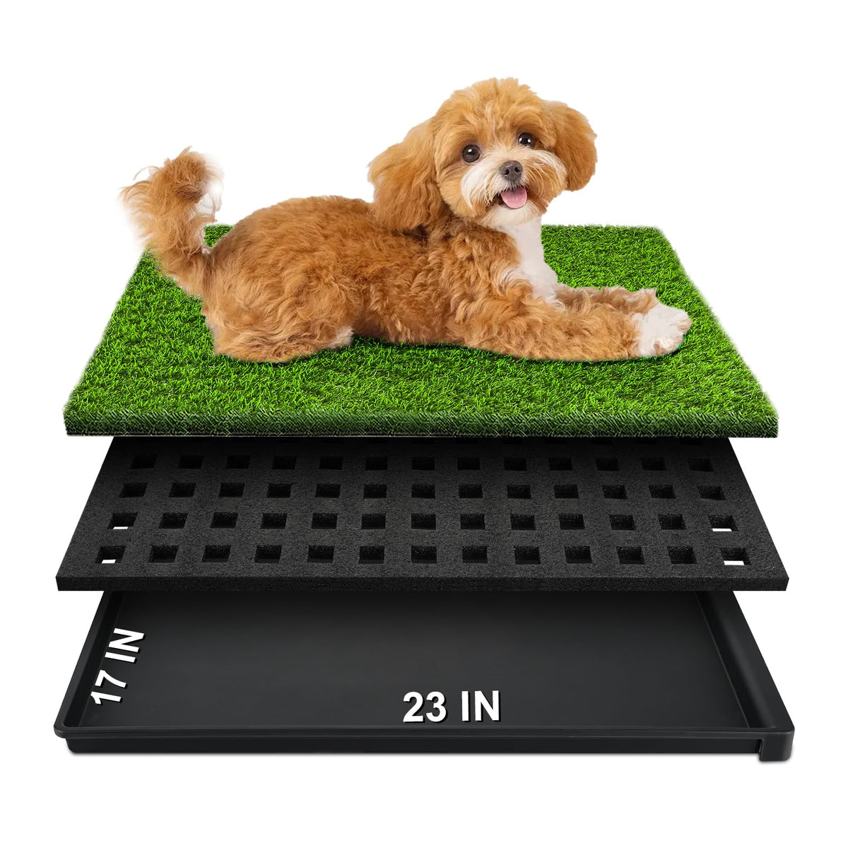 Hurentek tapis herbe artificielle pour chien avec bac, propreté facilitée.