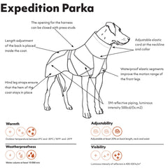 Hurtta Expedition Parka Beetroot – bandes réfléchissantes 3M pour sécurité