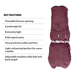 Hurtta Mudventure ECO manteau aubergine pour chien, réflecteurs avant et arrière pour plus de sécurité nocturne.