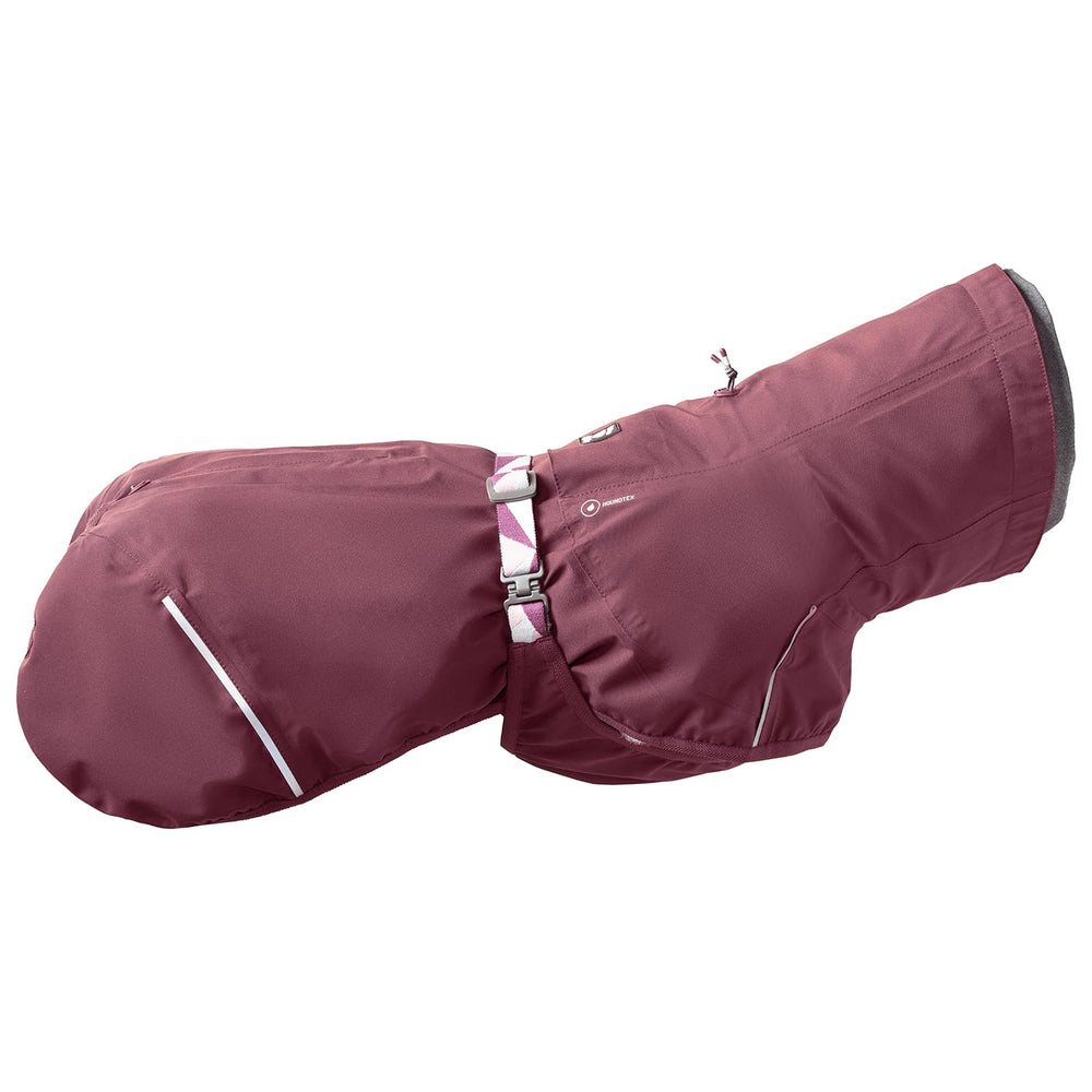 Hurtta Mudventure ECO manteau aubergine chien, coutures étanches facilitent l’entretien et le voyage.