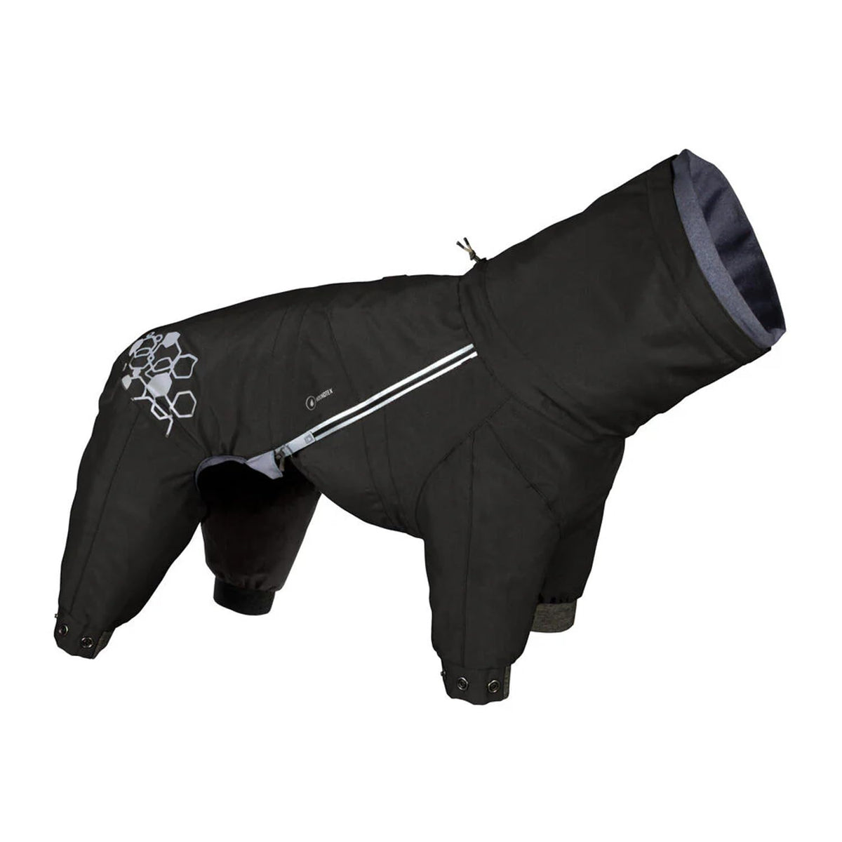 Hurtta Mudventure Overall ECO Raven 24 M avec fermeture étanche et demi zip pour enfiler rapidement sous la pluie