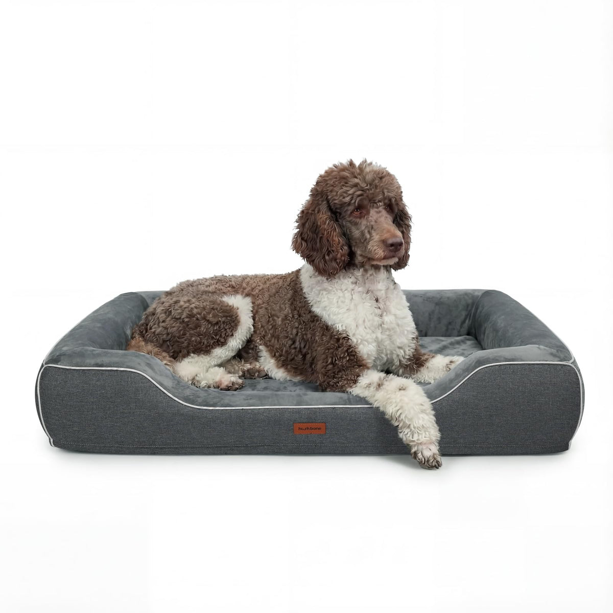 Lit orthopédique hush-bone pour grands chiens offrant un soutien ciblé pendant le repos.