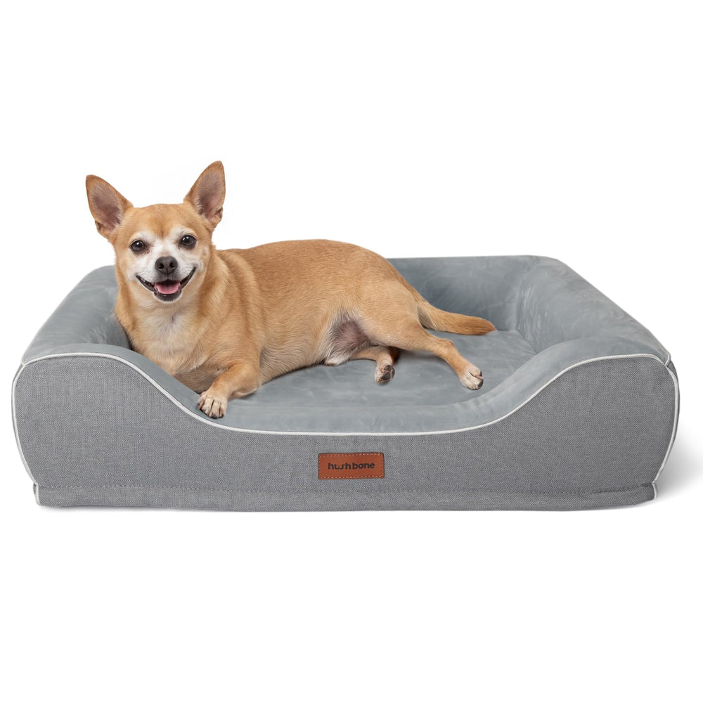 Lit hushbone pour petit chien avec mousse mémoire pour soutien des articulations.