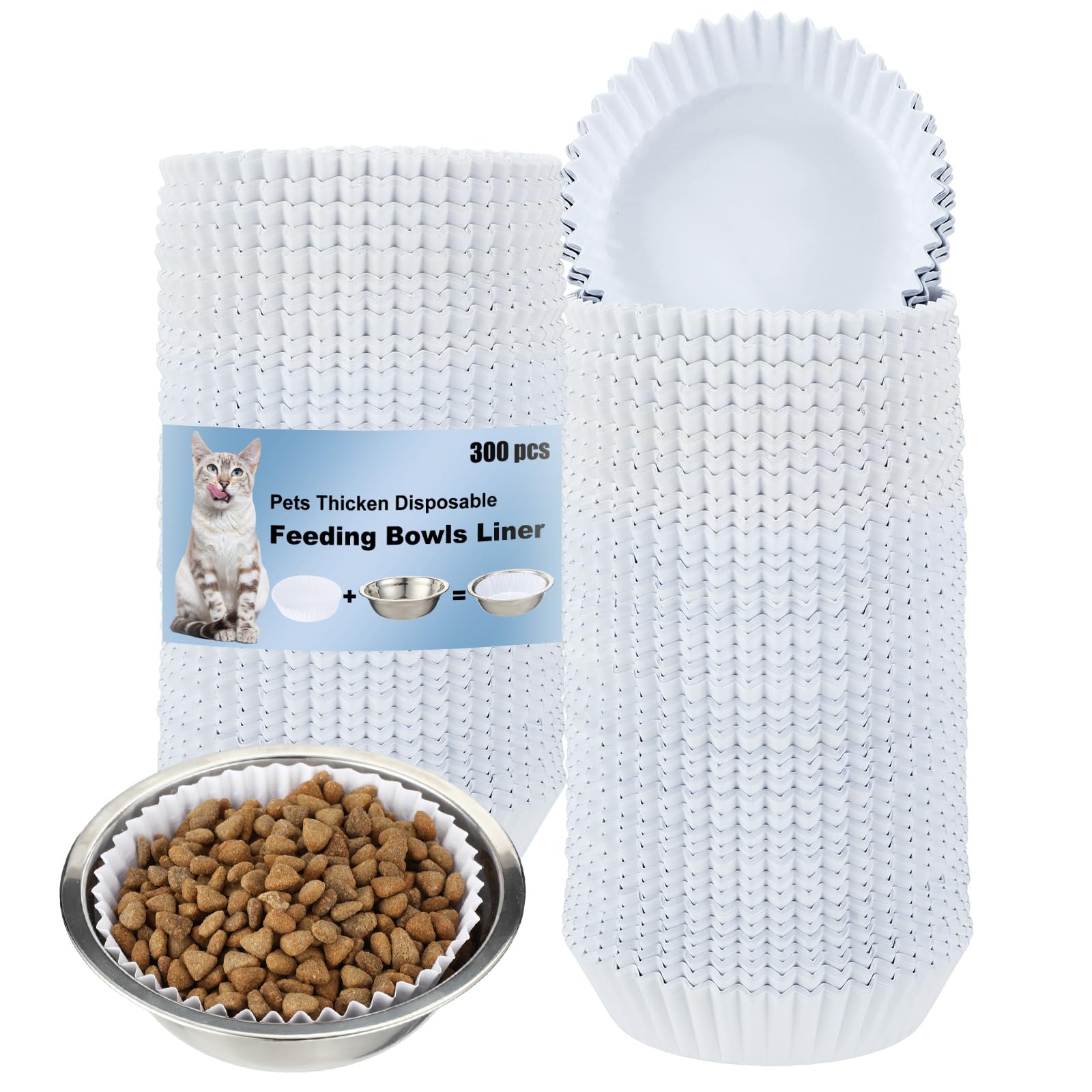 Hushee revêtement jetable pour bol animal blanc, protège le bol et simplifie le nettoyage.