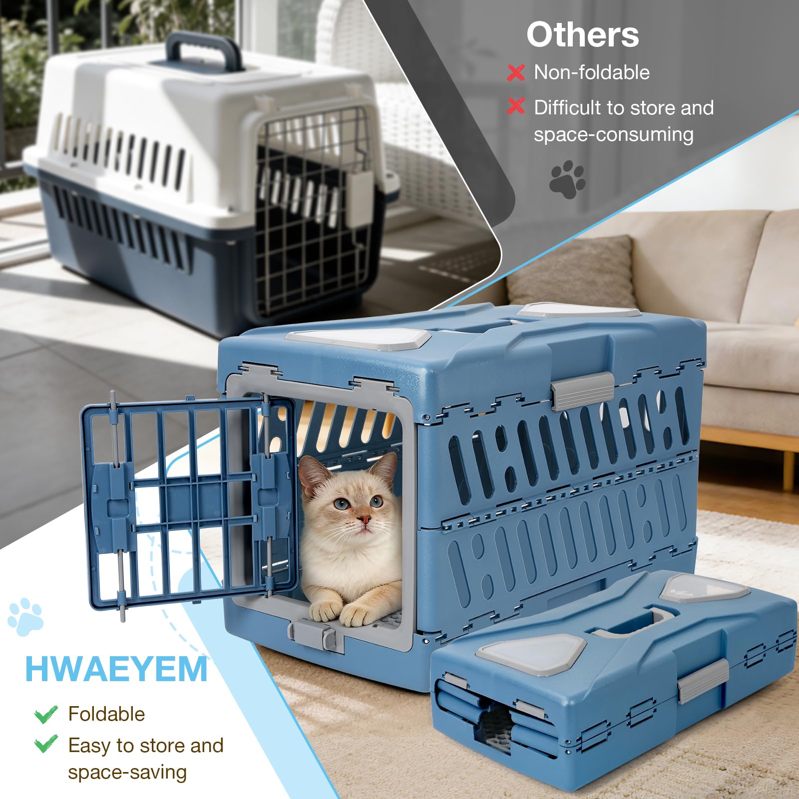 HWAEYEM valise-chat intérieur plastique facile à nettoyer après les repas