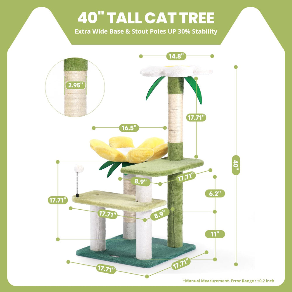HYABI arbre-chat avocat 40 pouces – design floral élégant pour la déco