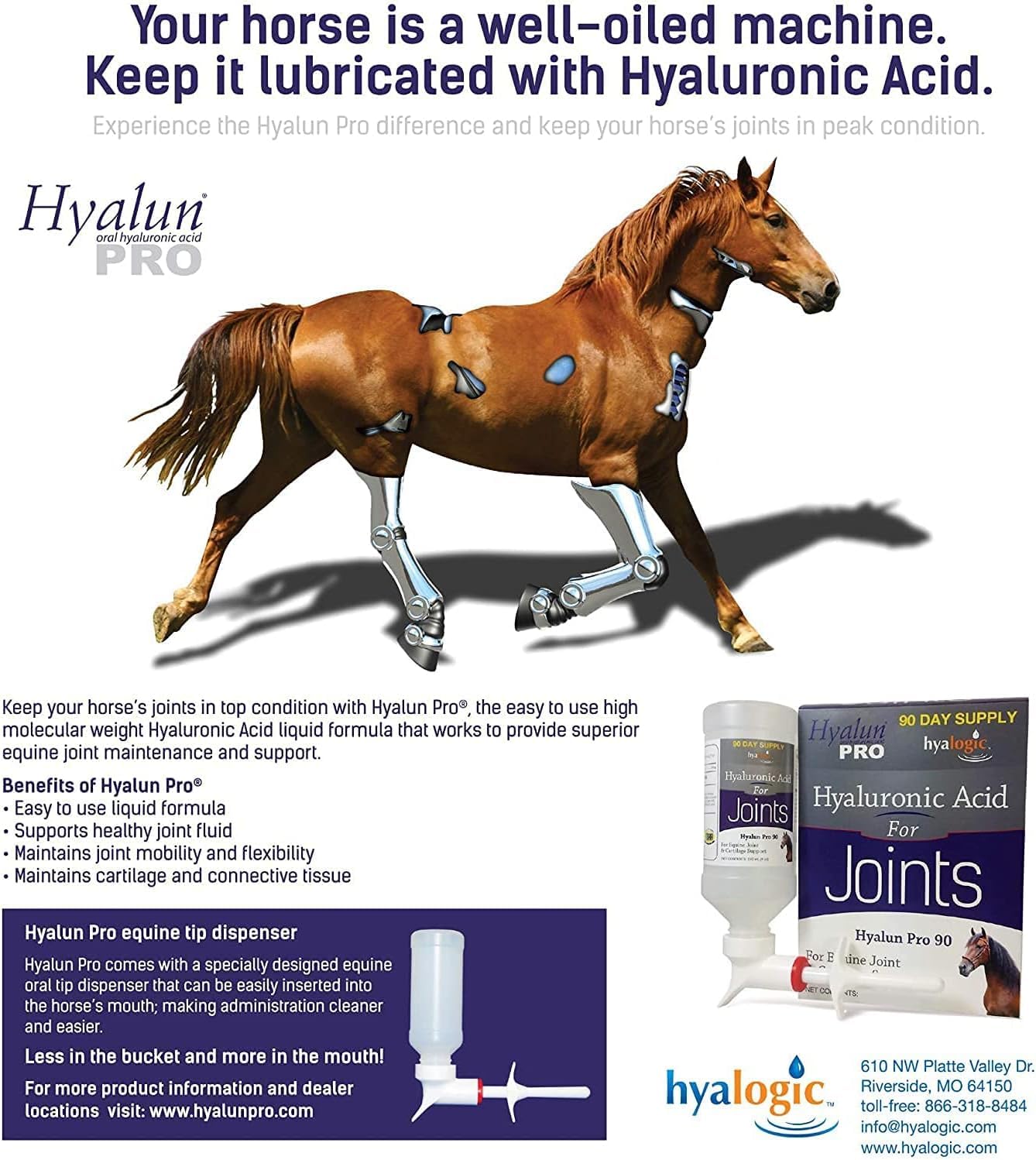 Hyalogic Hyalun Pro: liquide à haut poids moléculaire pour articulations.