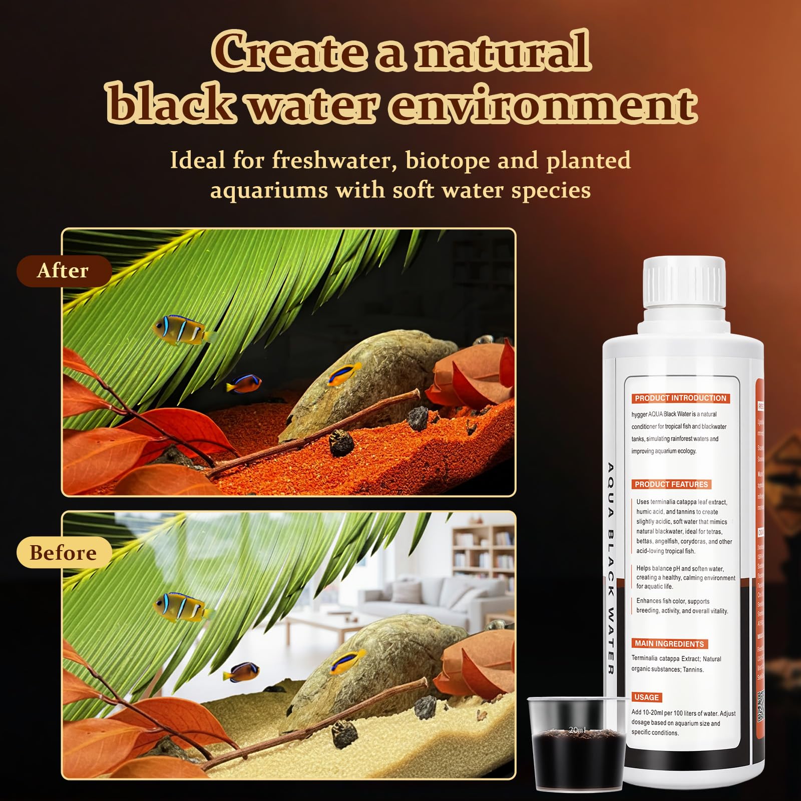Hygger Blackwater – régulation pH et adoucissement pour eau douce.