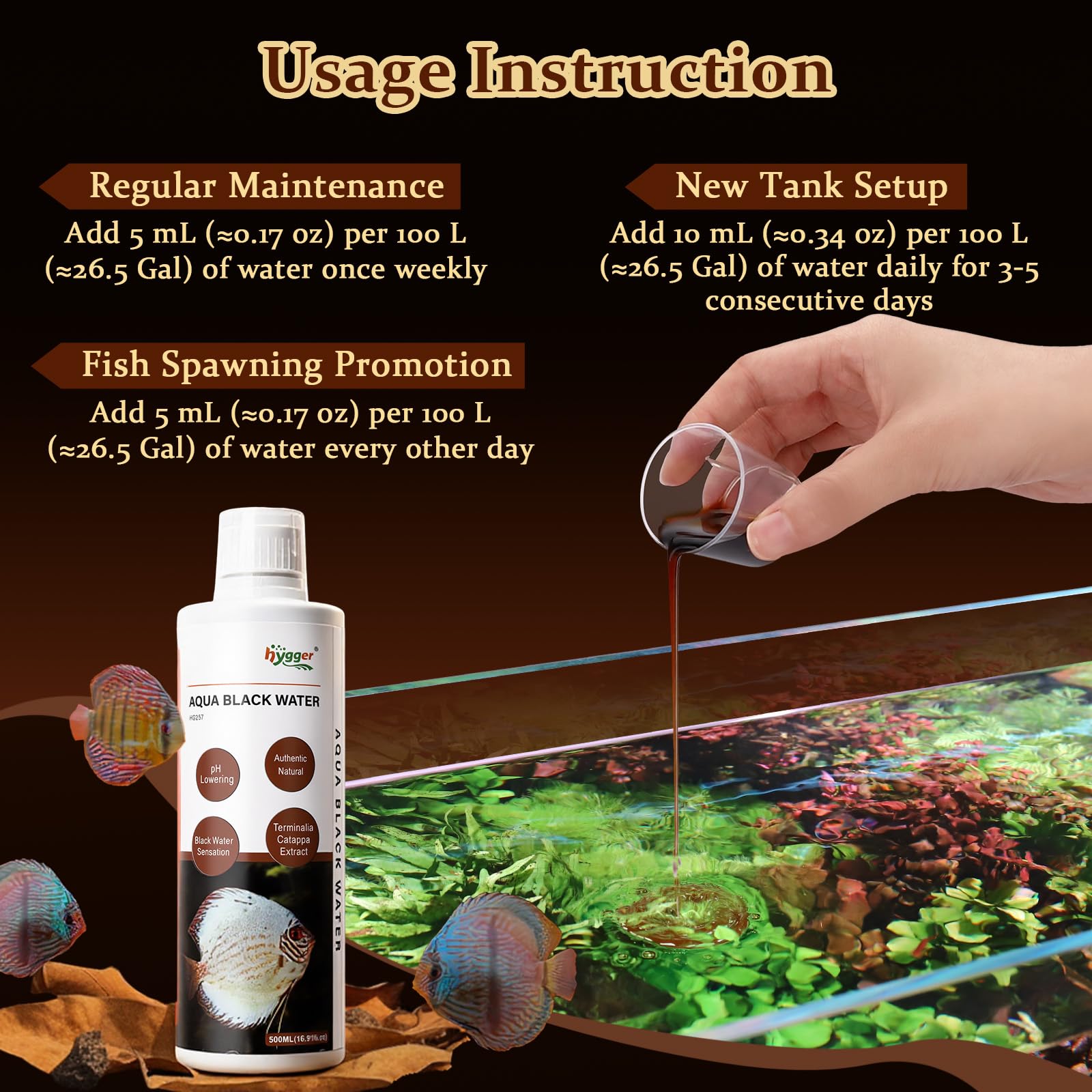 Hygger Blackwater – usage en nouveau bac et dosage quotidien.