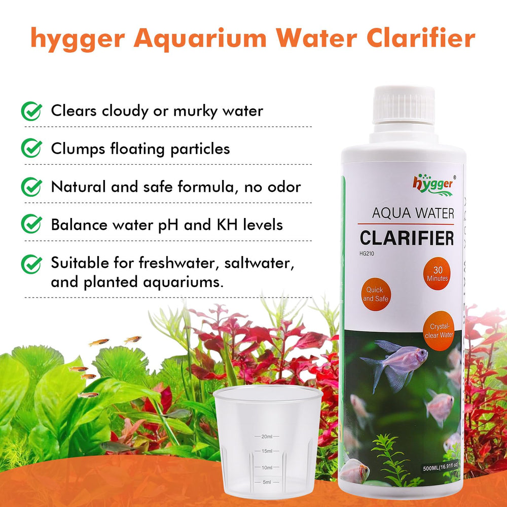hygger clarifiant-eau-aquarium: clarté immédiate après traitement dans l’aquarium.