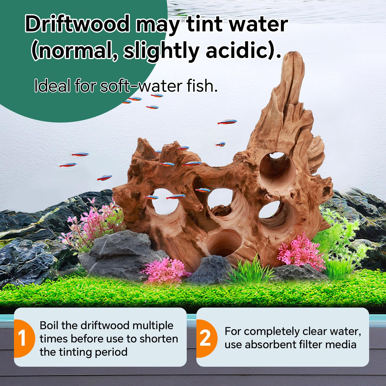 Hygger CO2 Driftwood taille 11-15 pouces, s'adapte à grands volumes.
