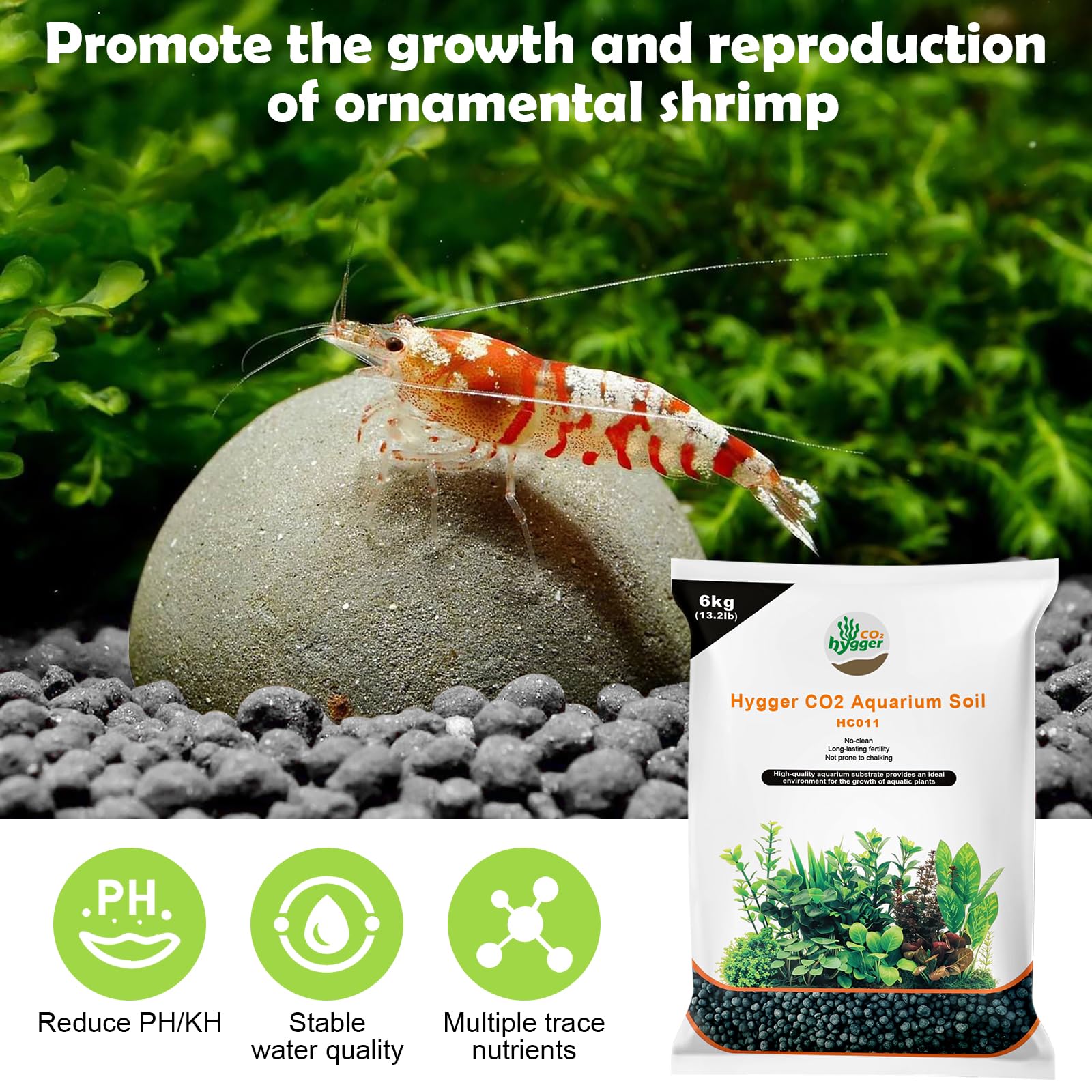 Hygger CO2 Substrat Perméabilité Eau : structure poreuse favorisant micro-organismes bénéfiques.