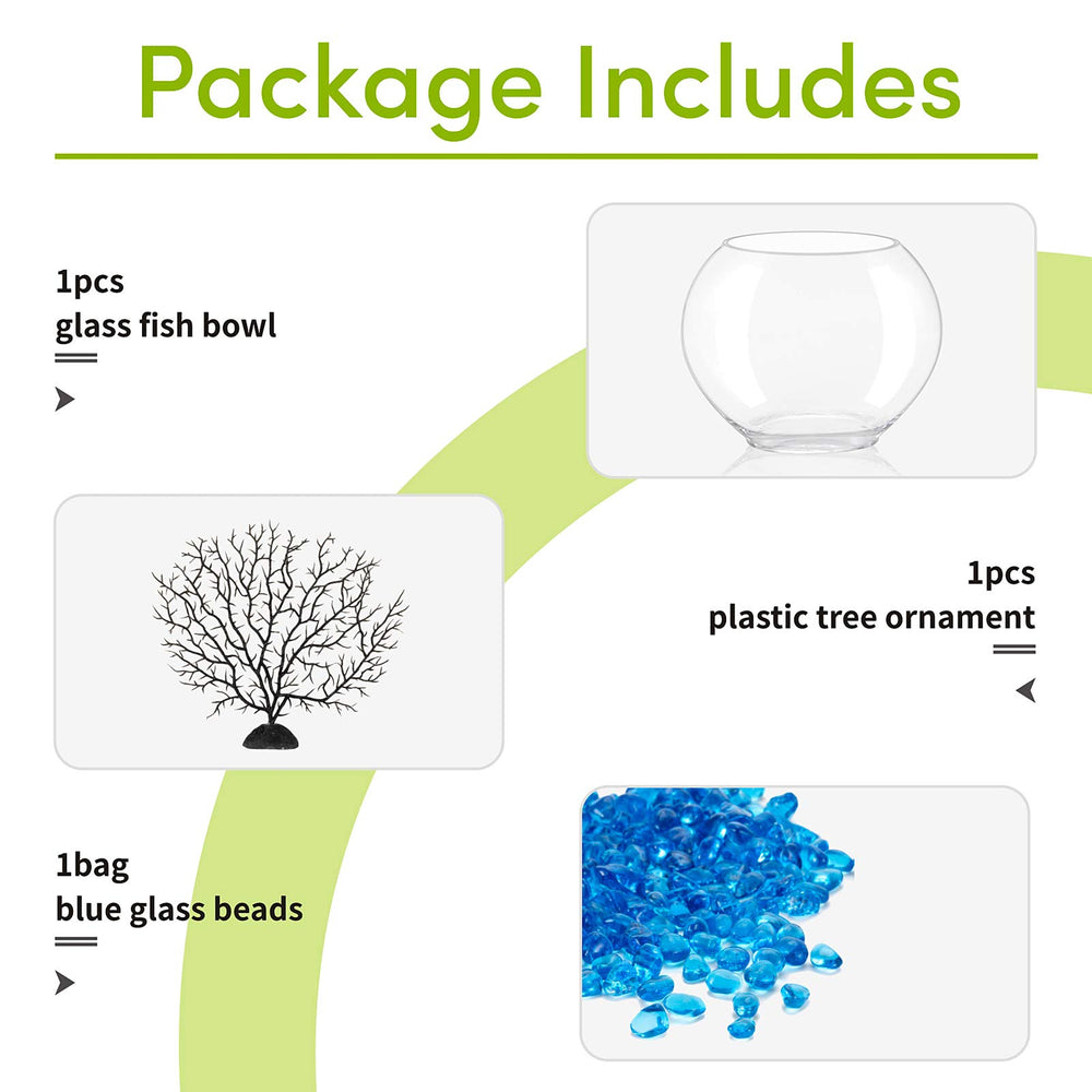 hygger mini bocal oblate bleu avec arbre-plastique, déco de bureau attrayante.