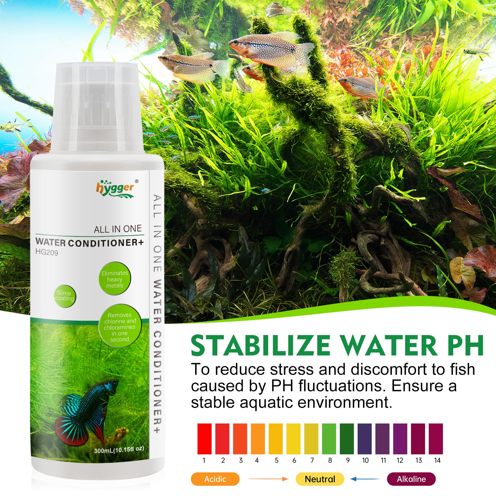Hygger aide à stabiliser les paramètres de l’eau pour un aquarium équilibré.