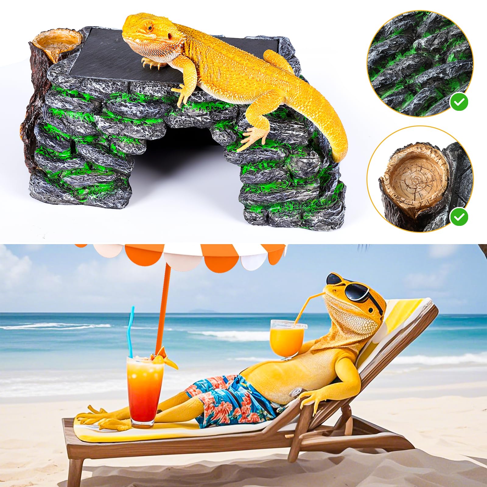 Hygger Zoo Bol-nourriture-trou-arbre pratique pour nourrir pendant l’ensoleillement.