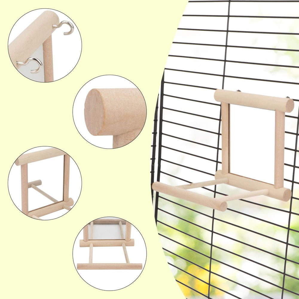 Jouet oiseau avec miroir intuitif; divertit les oiseaux et encourage l'activité physique.