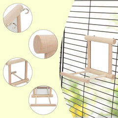 Jouet oiseau avec miroir intuitif; divertit les oiseaux et encourage l'activité physique.