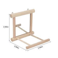 Perchoir en bois naturel avec miroir; accessoire sûr et durable pour petites espèces.