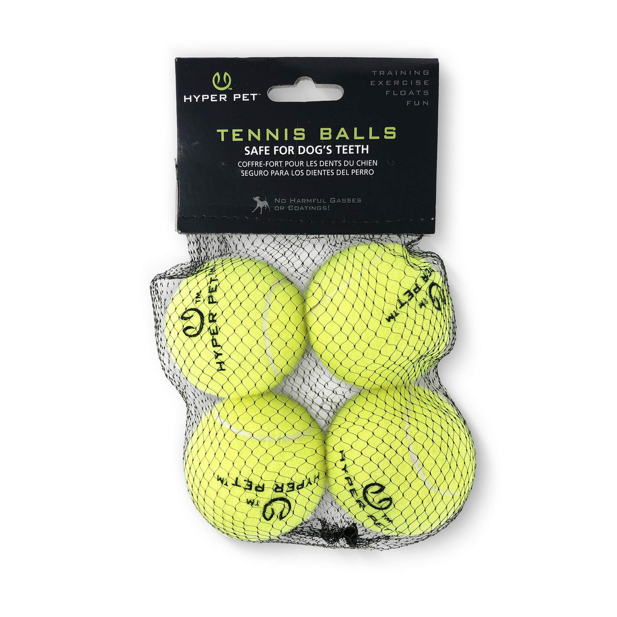 Hyper Pet balles-tennis chien vert, ensemble pack 4, parfait pour le jeu.